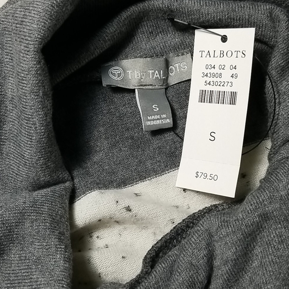 Talbots Women's Sweater Size S Button Neck Cotton Blend Knit Colour Block - Picture 4 of 7